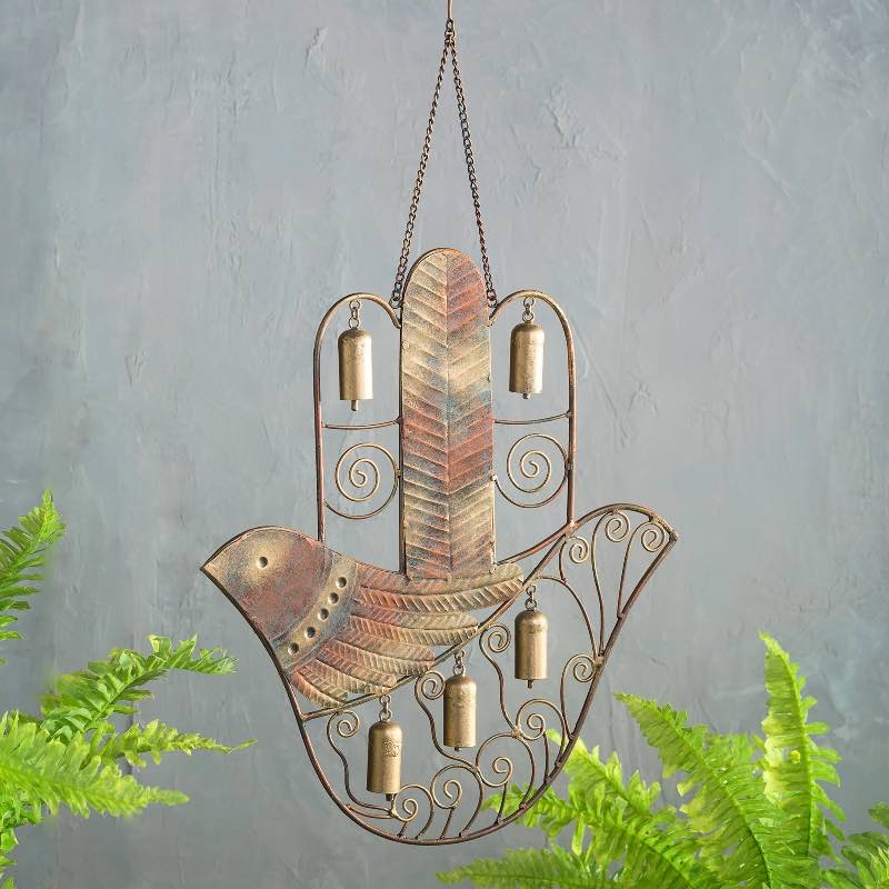 Recycled Metal Dove In Hand Bell Chime