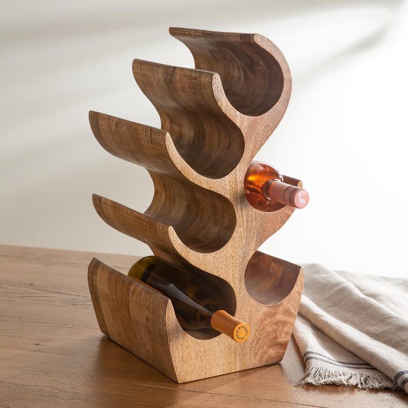 Handcrafted Mango Wood 6-Bottle Wine Rack