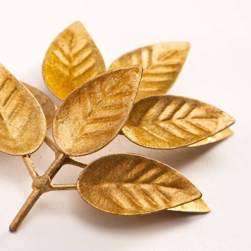 Gold Finish Recycled Metal Leaf Decor, Set of 8