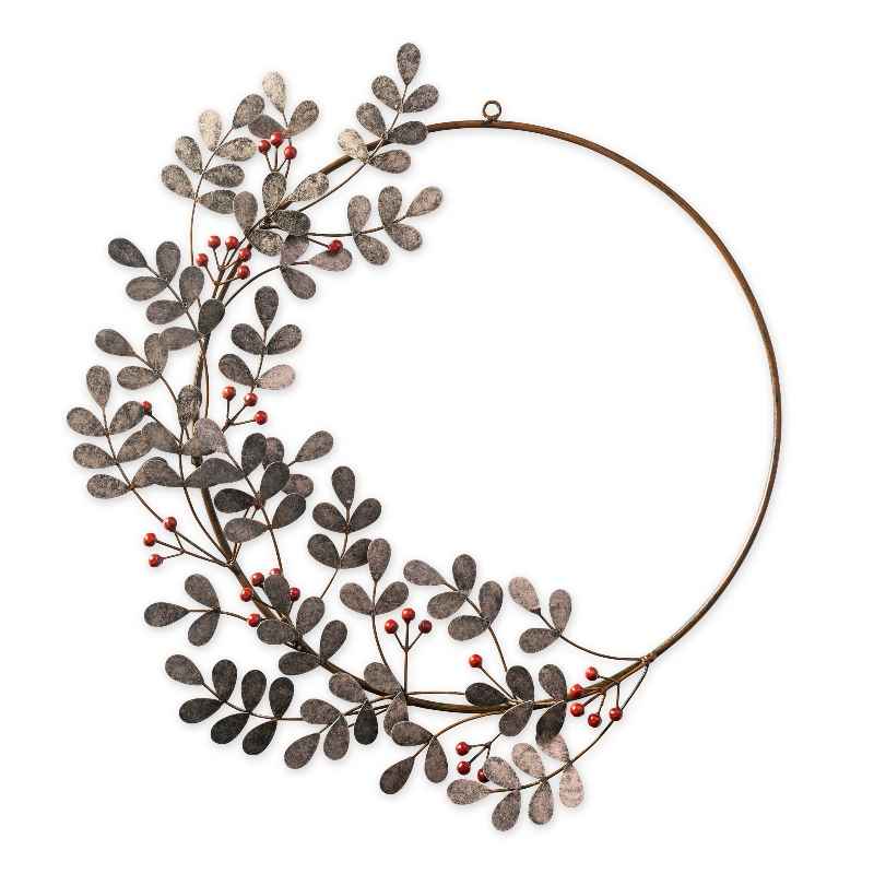Recycled Metal Olive Leaf and Berry Wreath