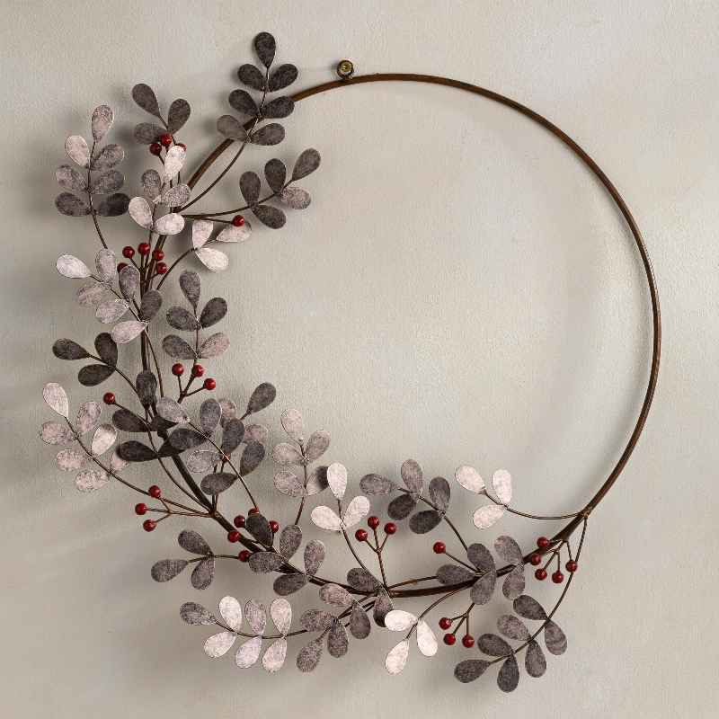 Recycled Metal Olive Leaf and Berry Wreath