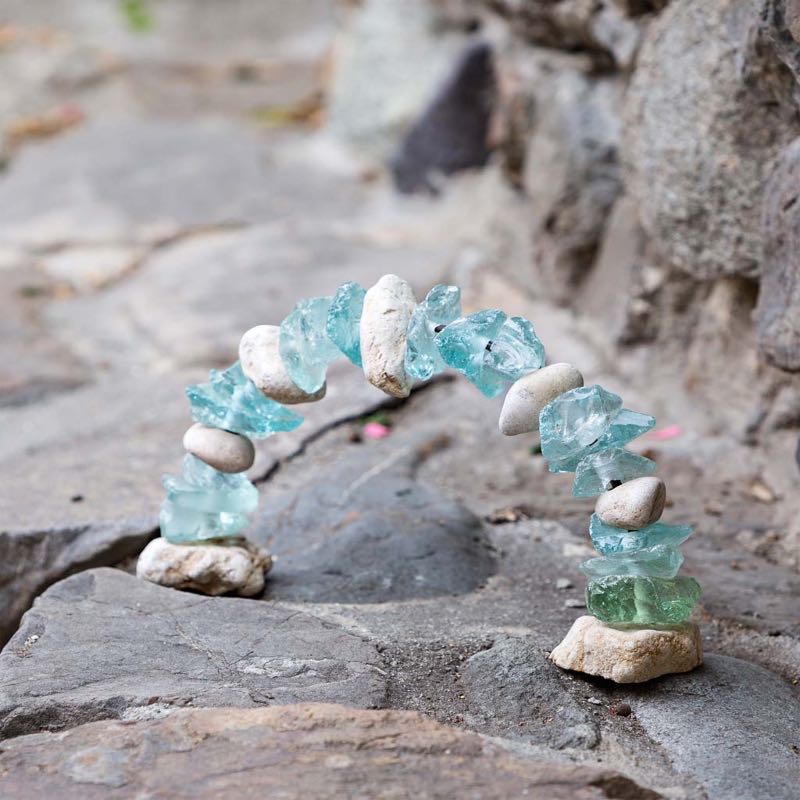 Stone & Glass Arch Cairn Sculpture