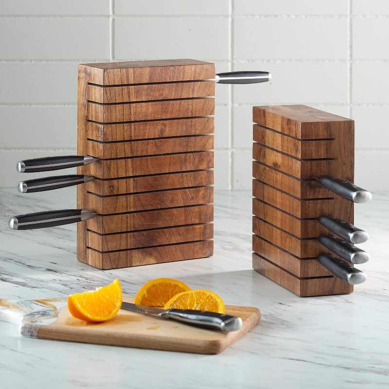 Acacia Wood Horizontal 8-Knife Block