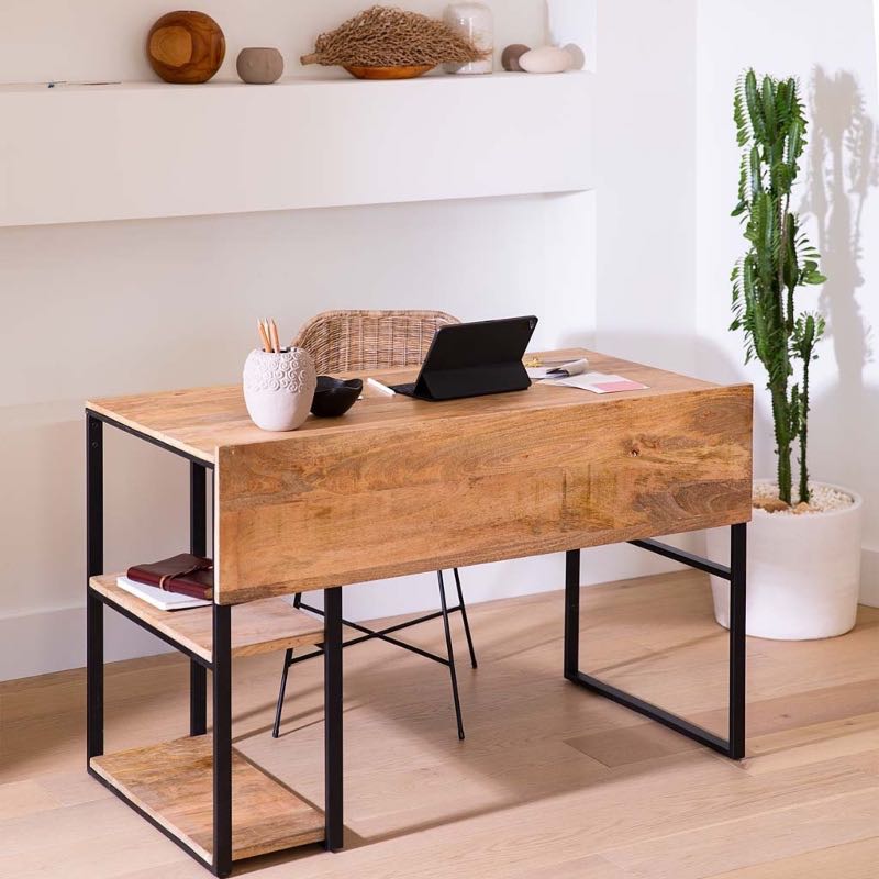 Mango Wood and Iron Writing Desk