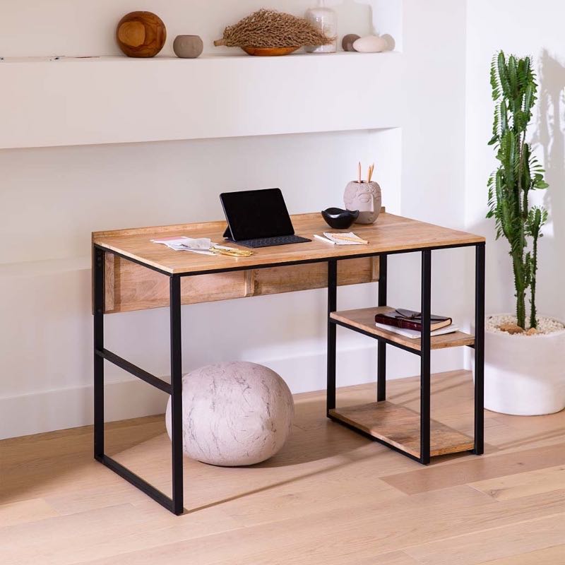 Mango Wood and Iron Writing Desk