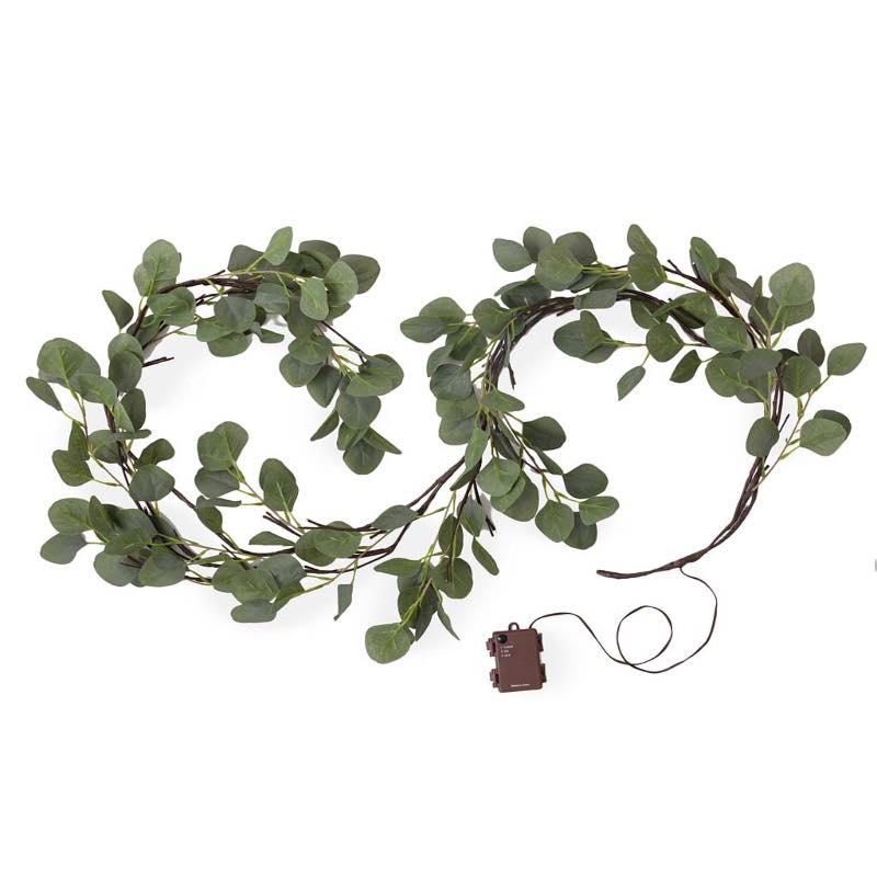 Indoor/Outdoor Battery-Operated Lighted Eucalyptus Garland