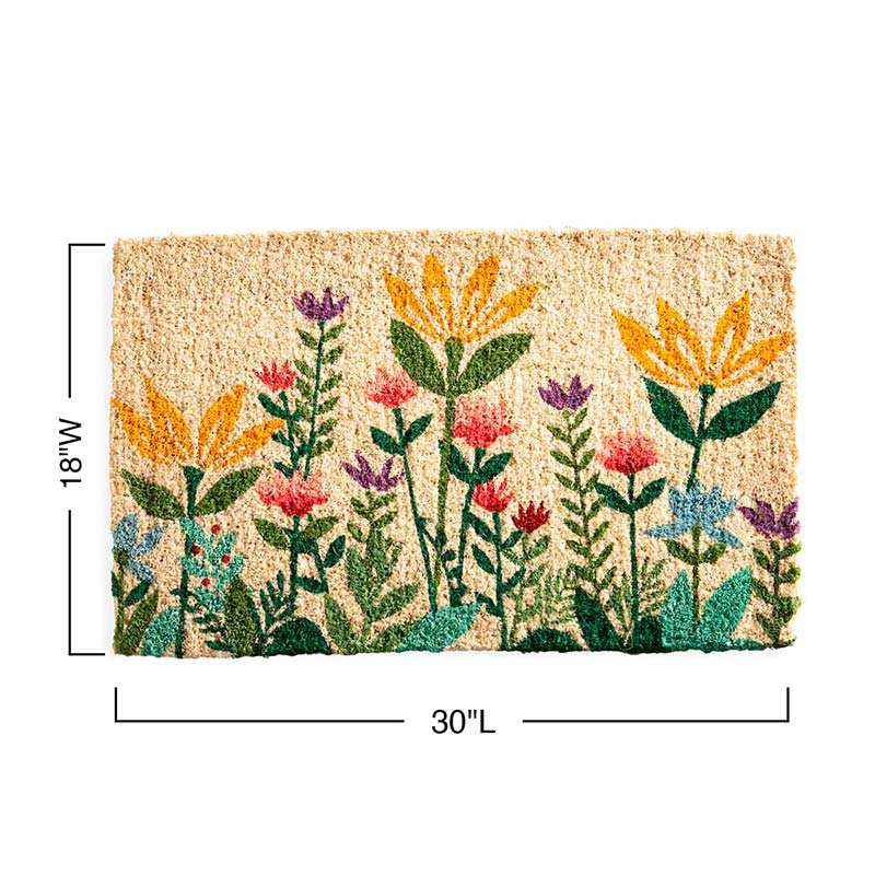 Wildflower Garden Natural Coir Doormat