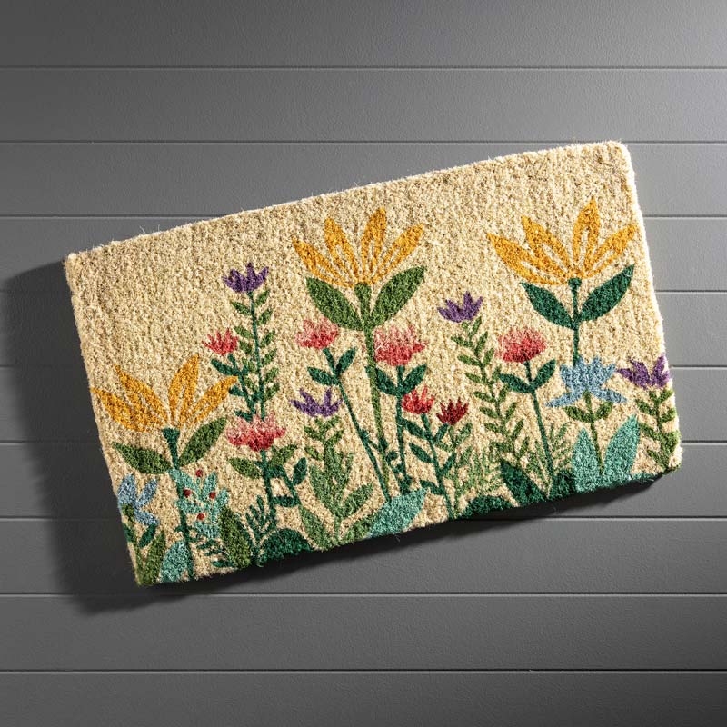 Wildflower Garden Natural Coir Doormat