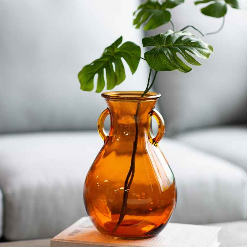 Glass Pitcher Vase, Amber