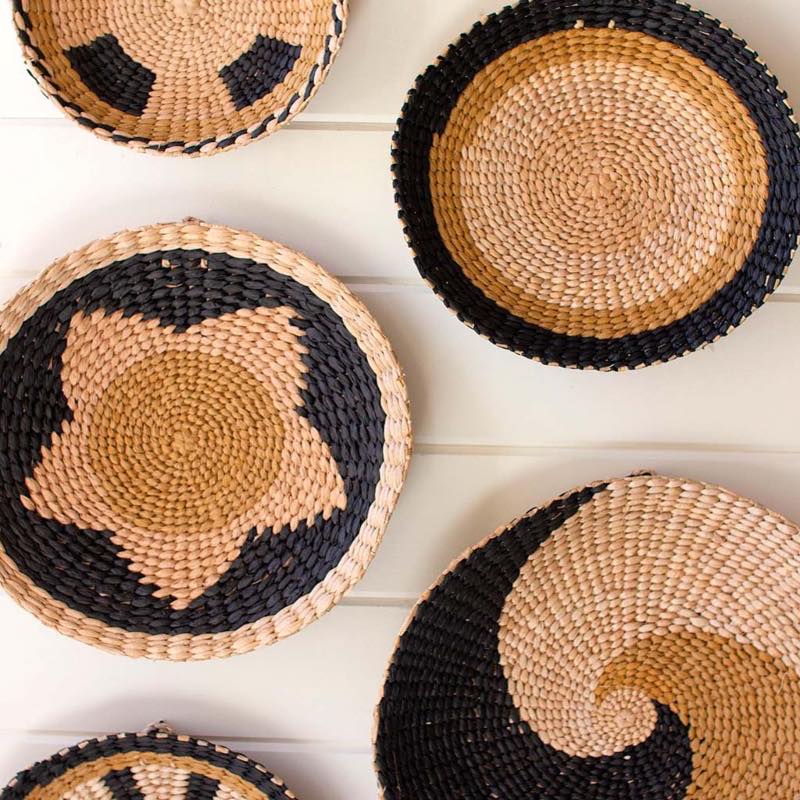 Woven Seagrass Wall Platter Disks, Set of 5