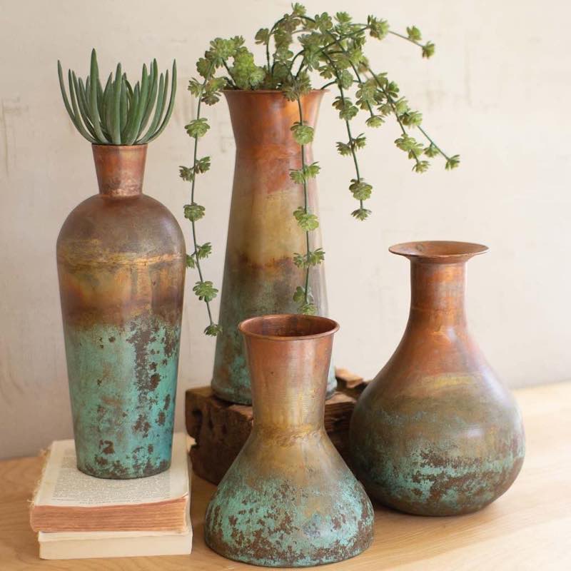 Two-Toned Copper Vases, Set of 4