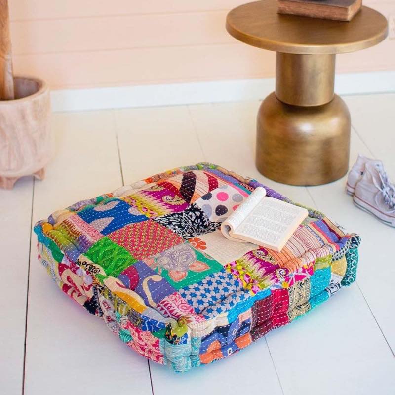 Square Kantha Meditation Cushion