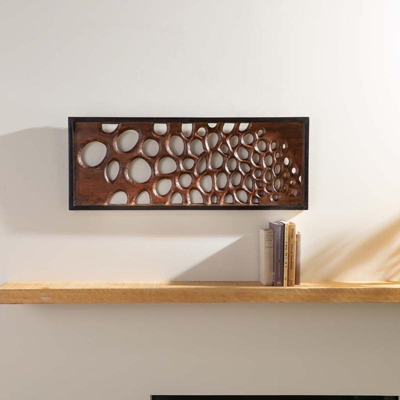 Pebble-Shaped Hand Carved Wall Art Panel