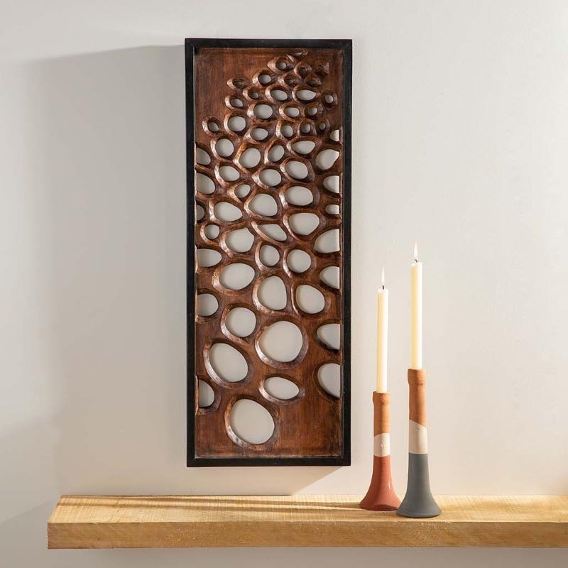 Pebble-Shaped Hand Carved Wall Art Panel