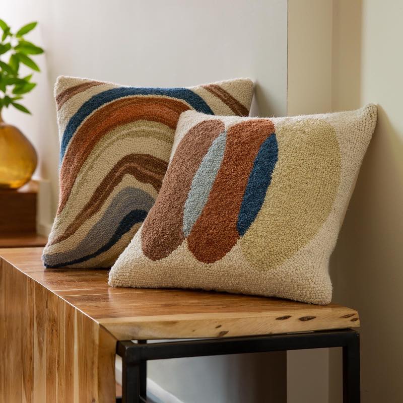 Abstract Agate Hand-Hooked Wool Pillow Cover