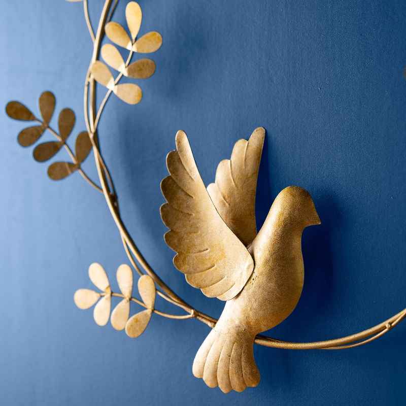 Gold Dove with Olive Branch Metal Wreath