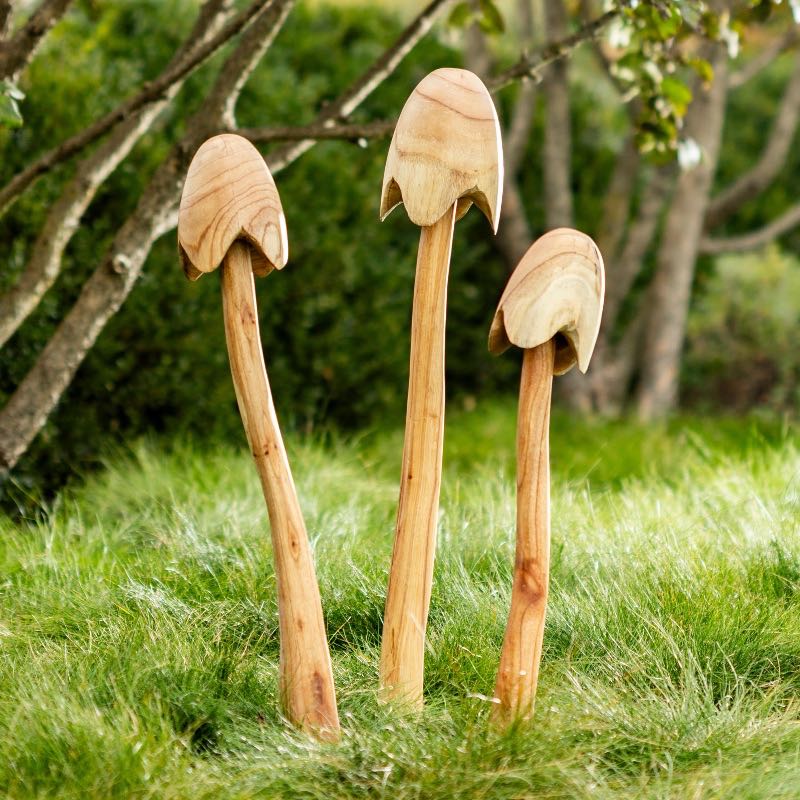 Bell Mushroom Garden Stakes, Set of 3