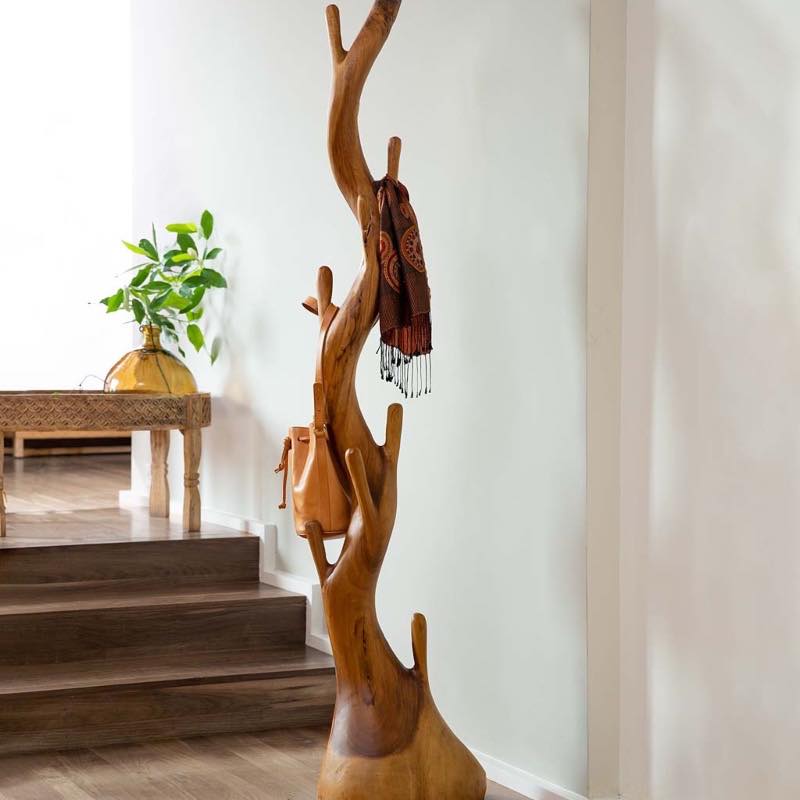 Nature Inspired Twisted Suar Wood Coat Rack