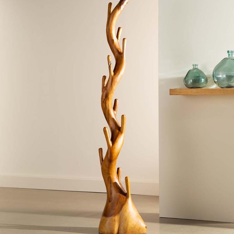 Nature Inspired Twisted Suar Wood Coat Rack