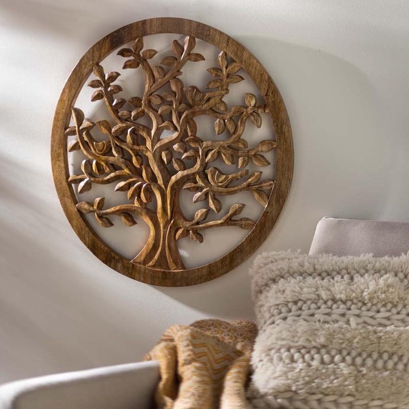 Wooden Carved Tree of Life Wall Art