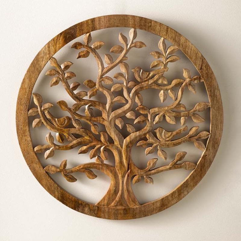 Wooden Carved Tree of Life Wall Art