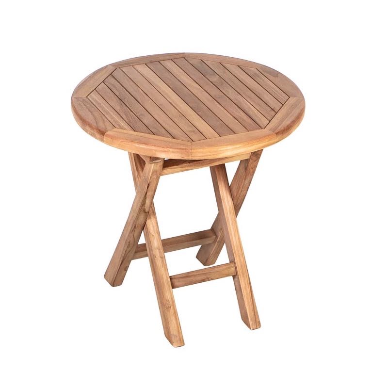 Small Round Teak Folding Side Table