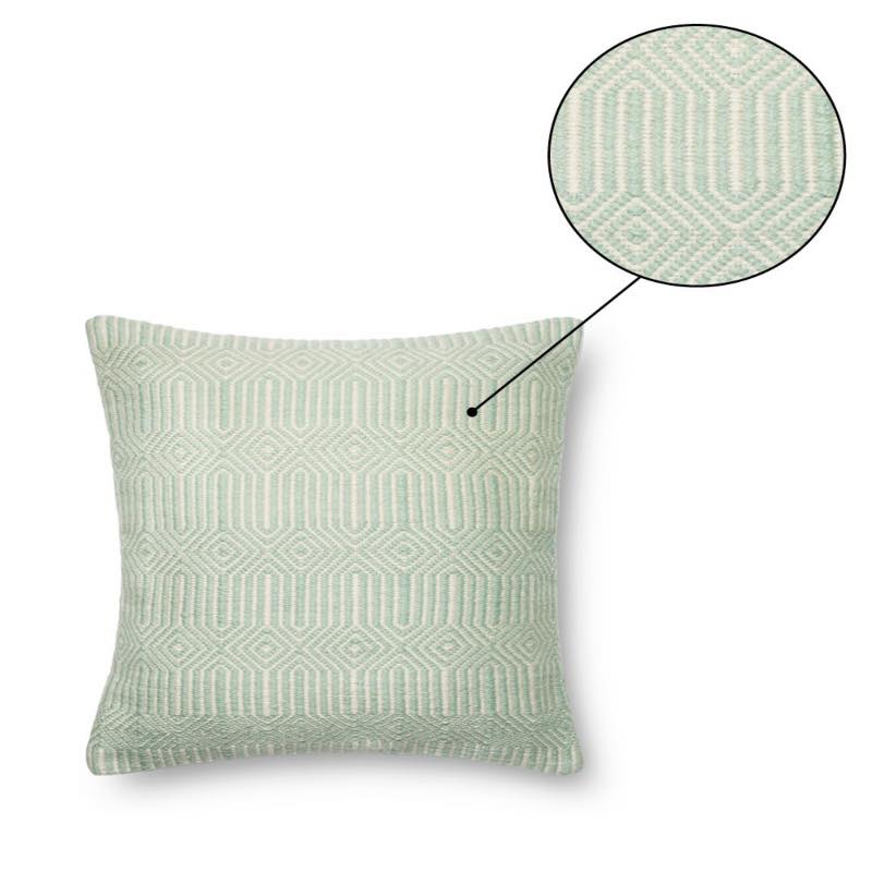 Aqua/Ivory Indoor Outdoor Pillow, 22