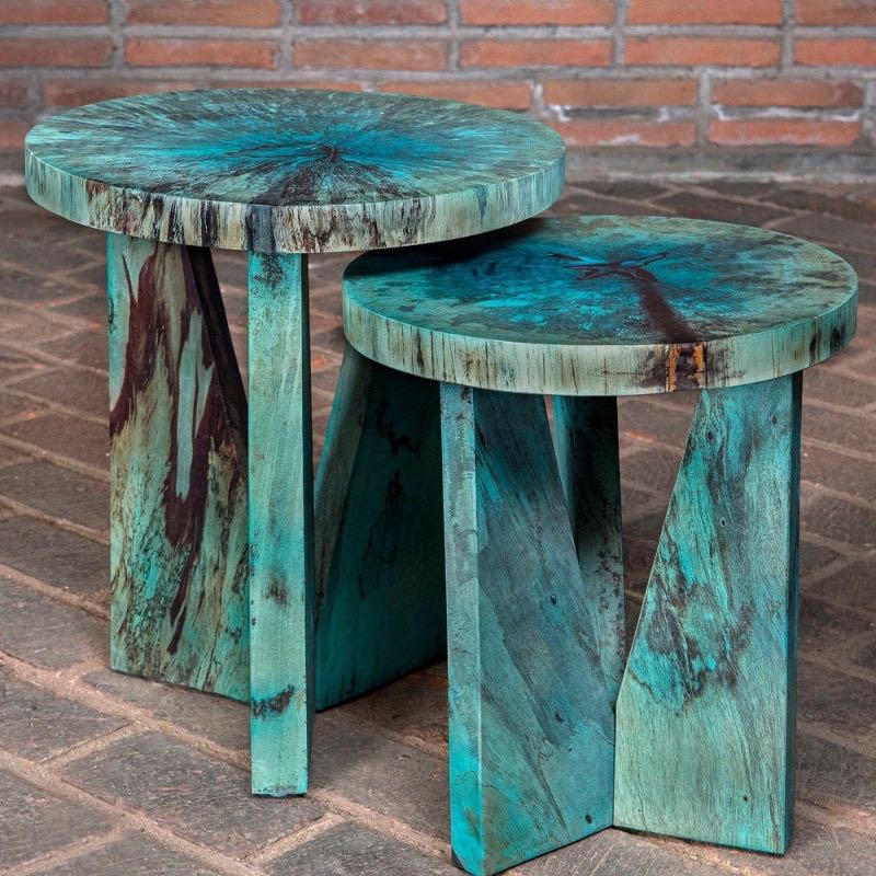 Nadette Aqua Nesting Tables, Set of 2