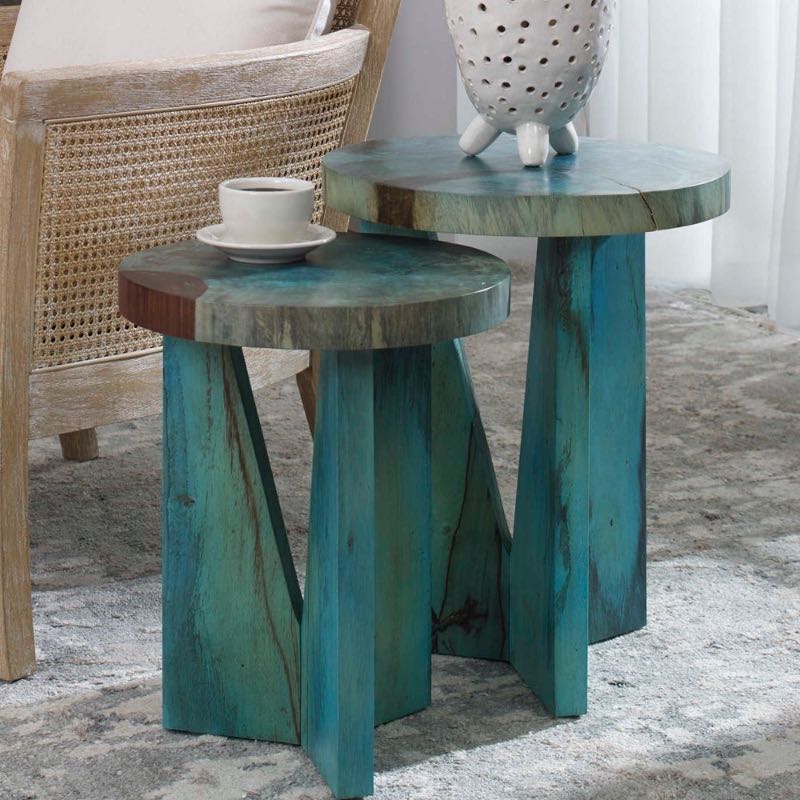 Nadette Aqua Nesting Tables, Set of 2