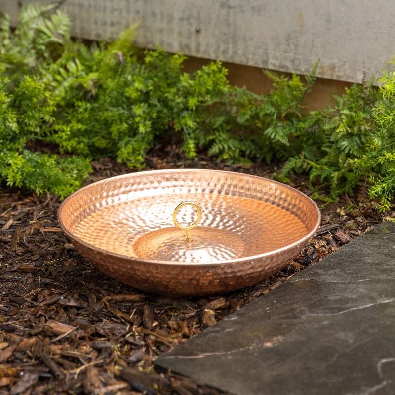 Hammered Rain Chain Receptacle Basin