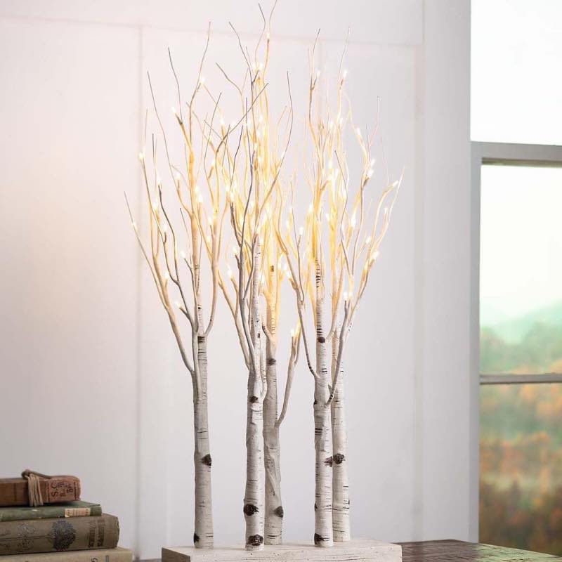 Lighted Birch Line Treescape Accent