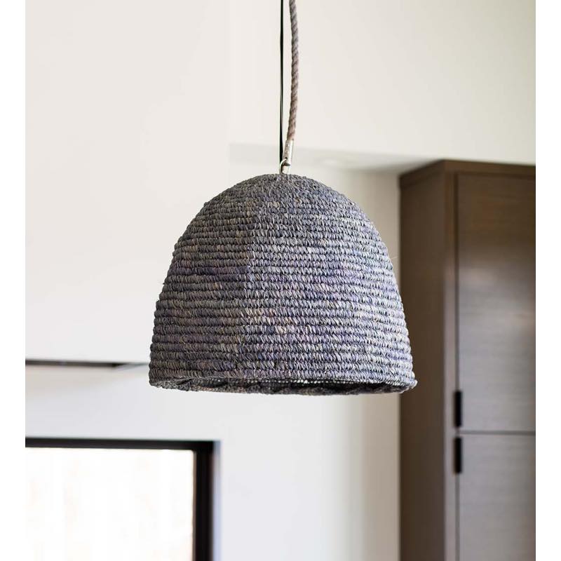 Blue Raffia Woven Pendant Light