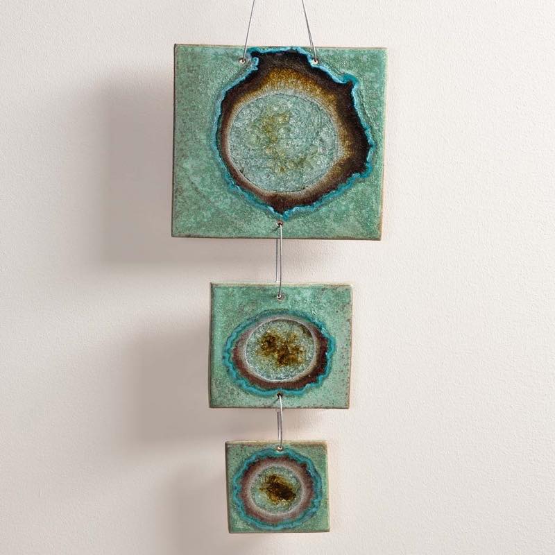 3-Tiered Ceramic and Glass Tile Wall Hanging