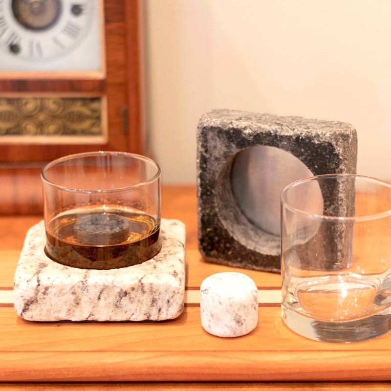 Glass, Stones, and Chilling Granite Coasters, Set of 2