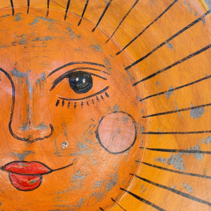 Hand-Hammered Recycled Metal Sun Face Wall Art