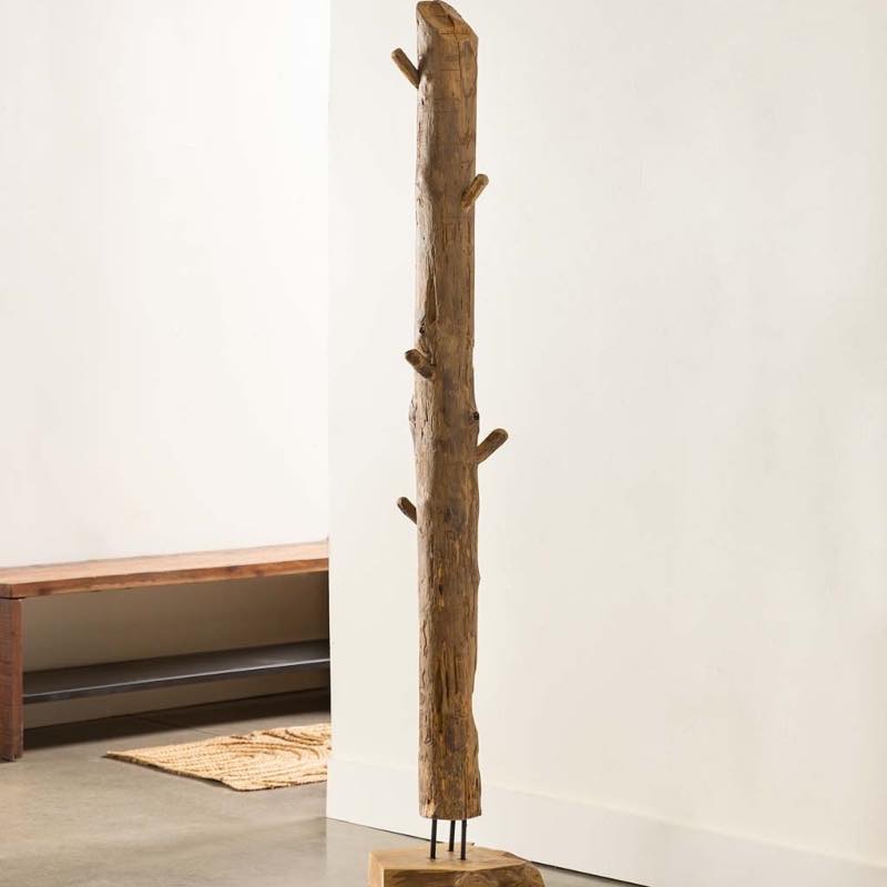 Rustic Teak Wood Coat Rack