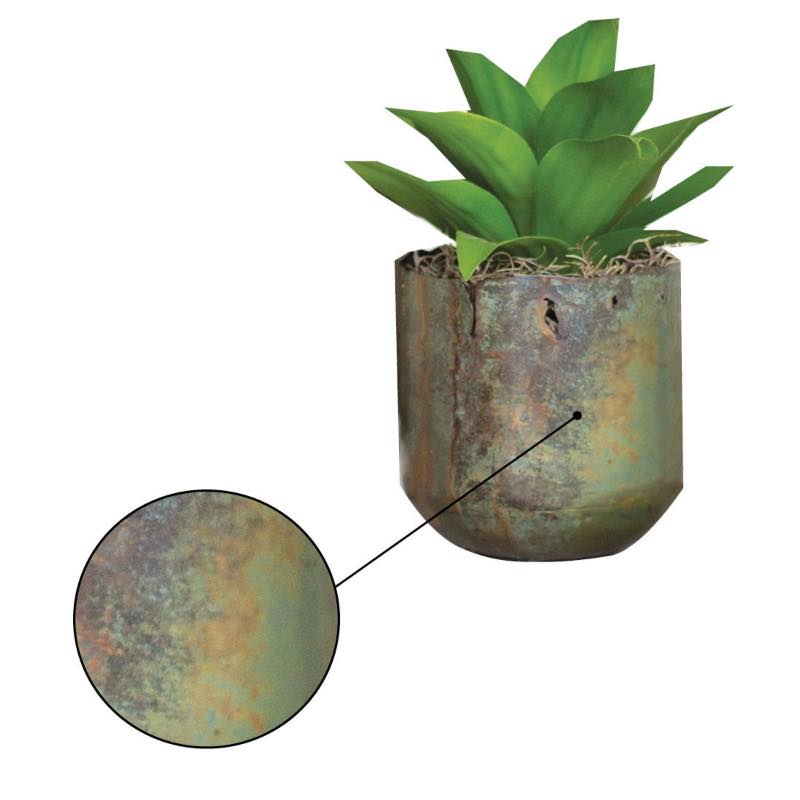 Rustic Verdigris Iron Planters, Set of 3