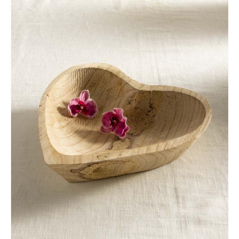 Hand-Carved Wooden Heart Bowl