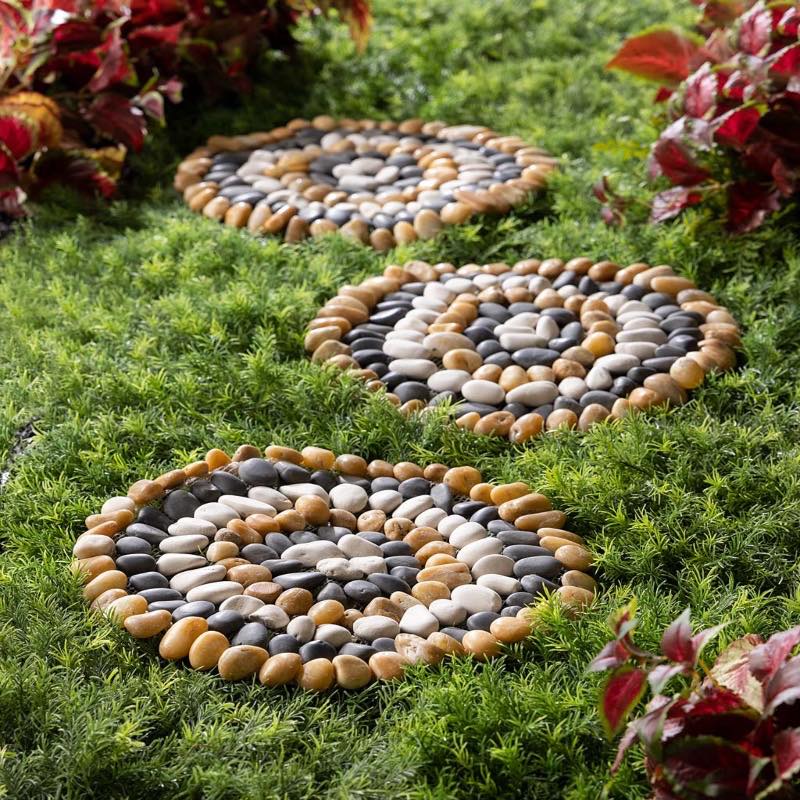 Natural River Rock Bullseye Stepping Stones, Set of 3