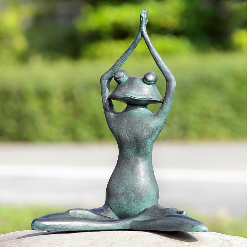 Stretching Yoga Frog Garden Sculpture