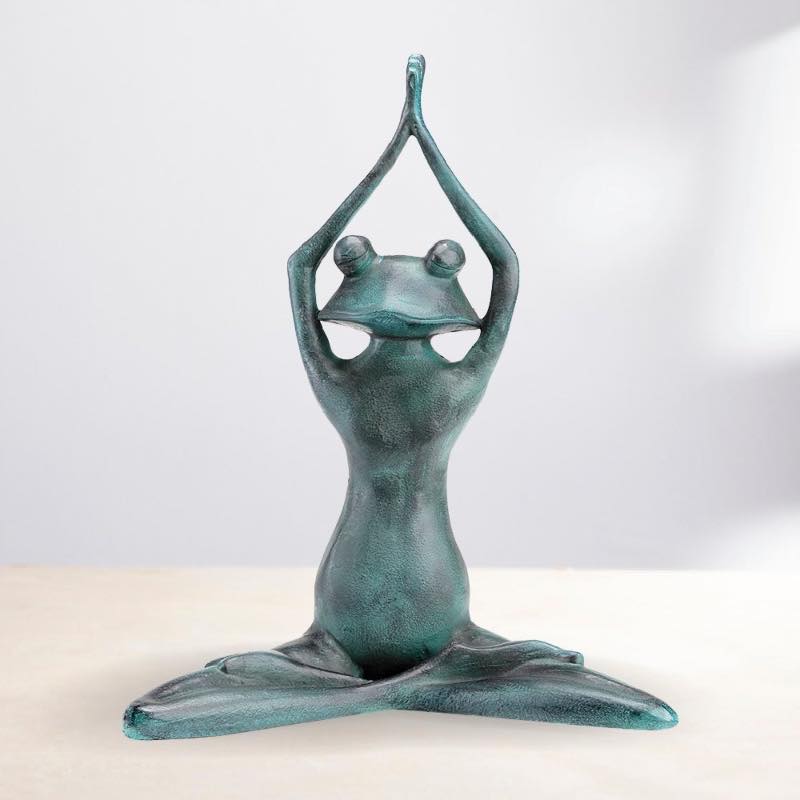 Stretching Yoga Frog Garden Sculpture