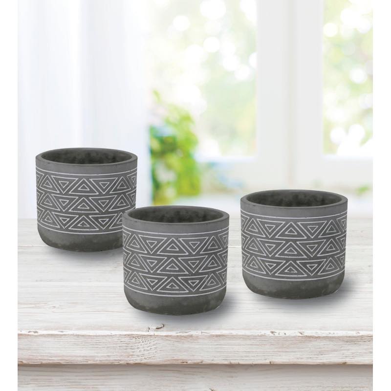 Gray Totem Cachepots, Set of 3