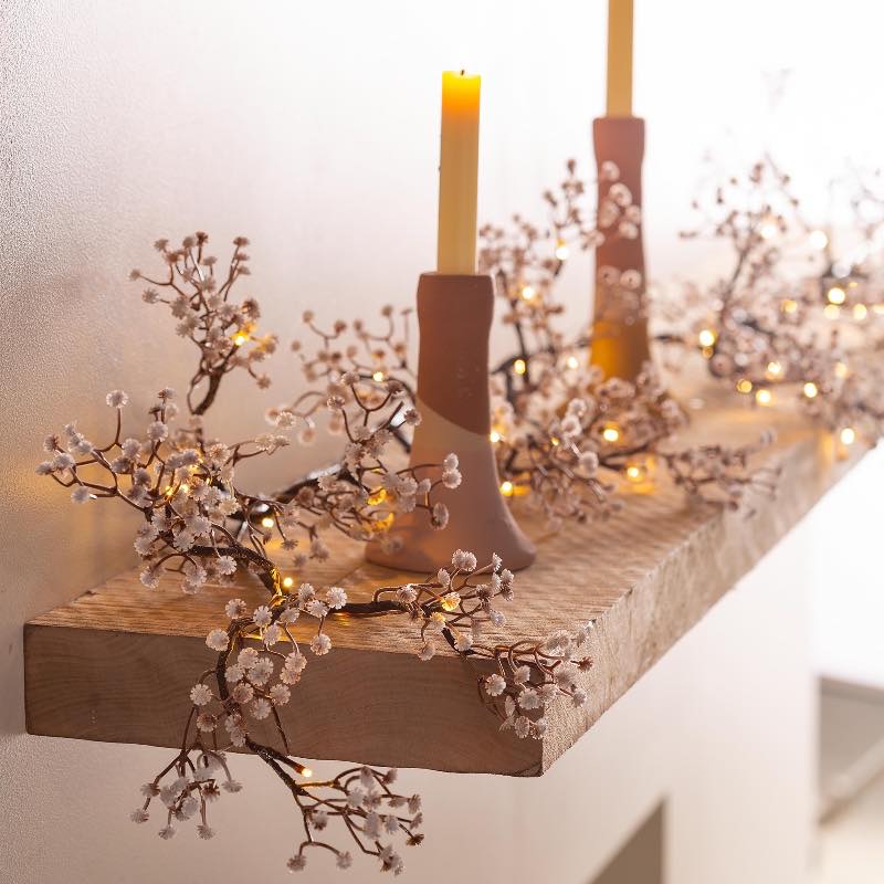 Indoor/Outdoor Lighted Baby's Breath Garland