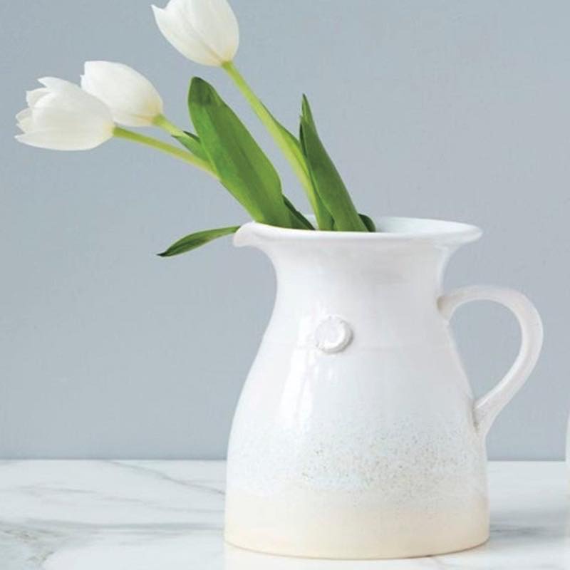 Handthrown White Stoneware Water Pitcher