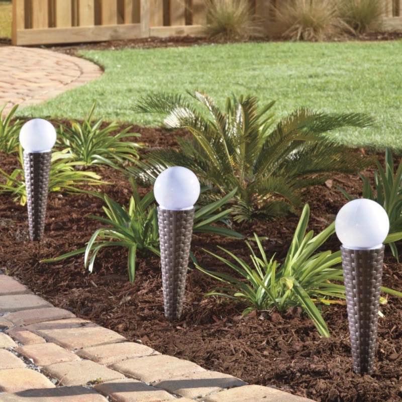 Pella Solar Wicker Pathway Lights, Set of 4