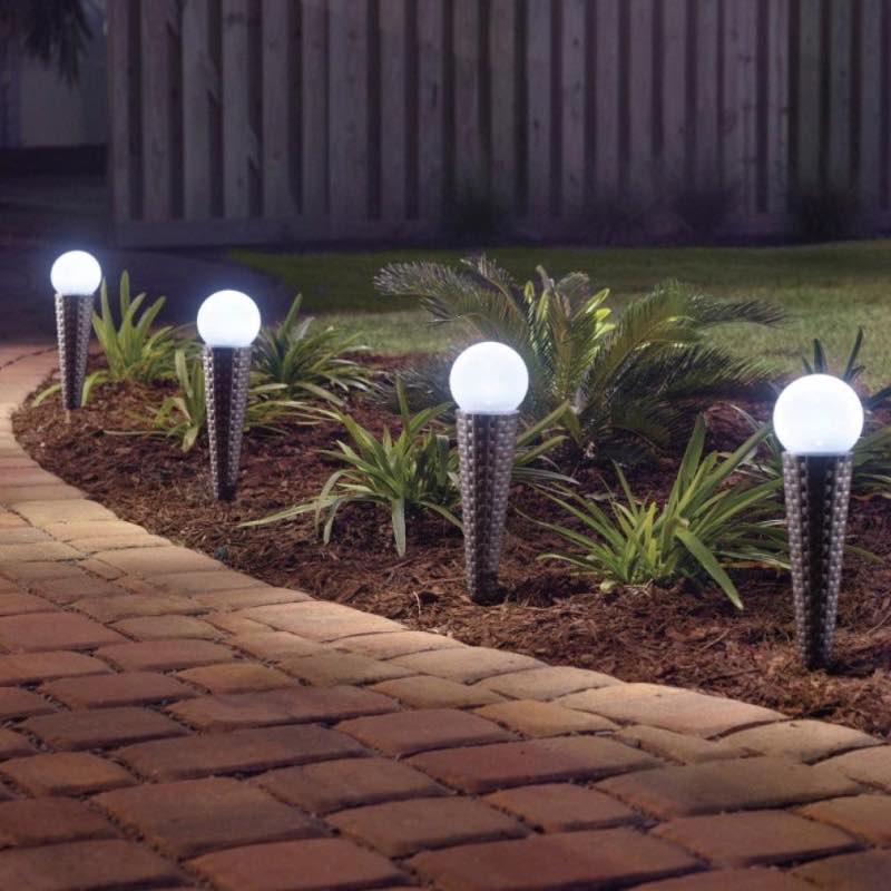 Pella Solar Wicker Pathway Lights, Set of 4