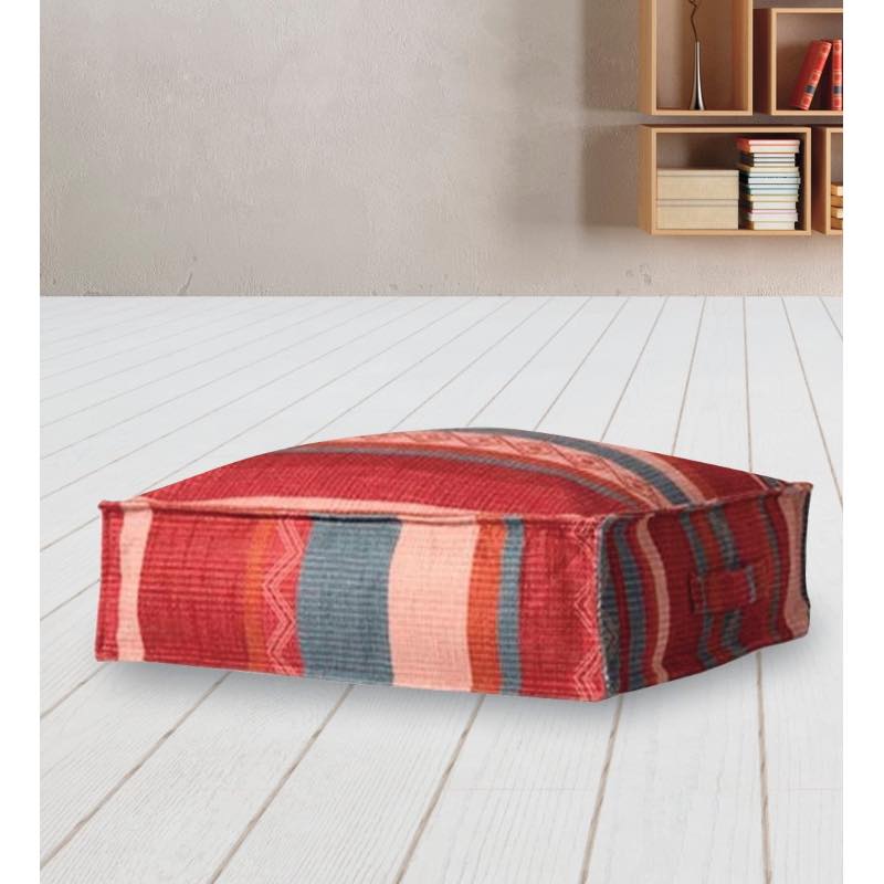 Red Patchwork Rectangle Pouf