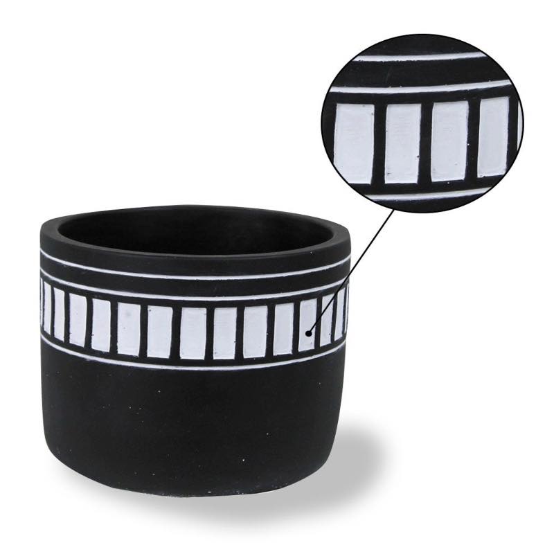 Striped Band Cement Cachepot, Set of 3