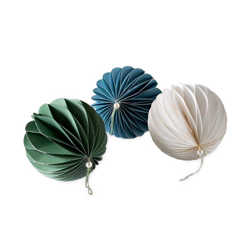 Hand-Cut Honeycomb Paper Ball Ornament (blue)