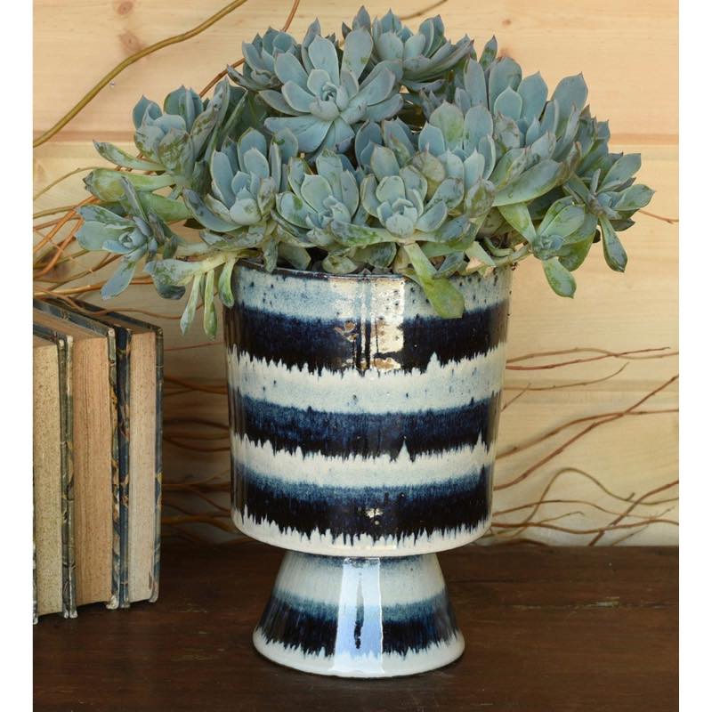 Toku Indigo Stripe Ceramic Vase